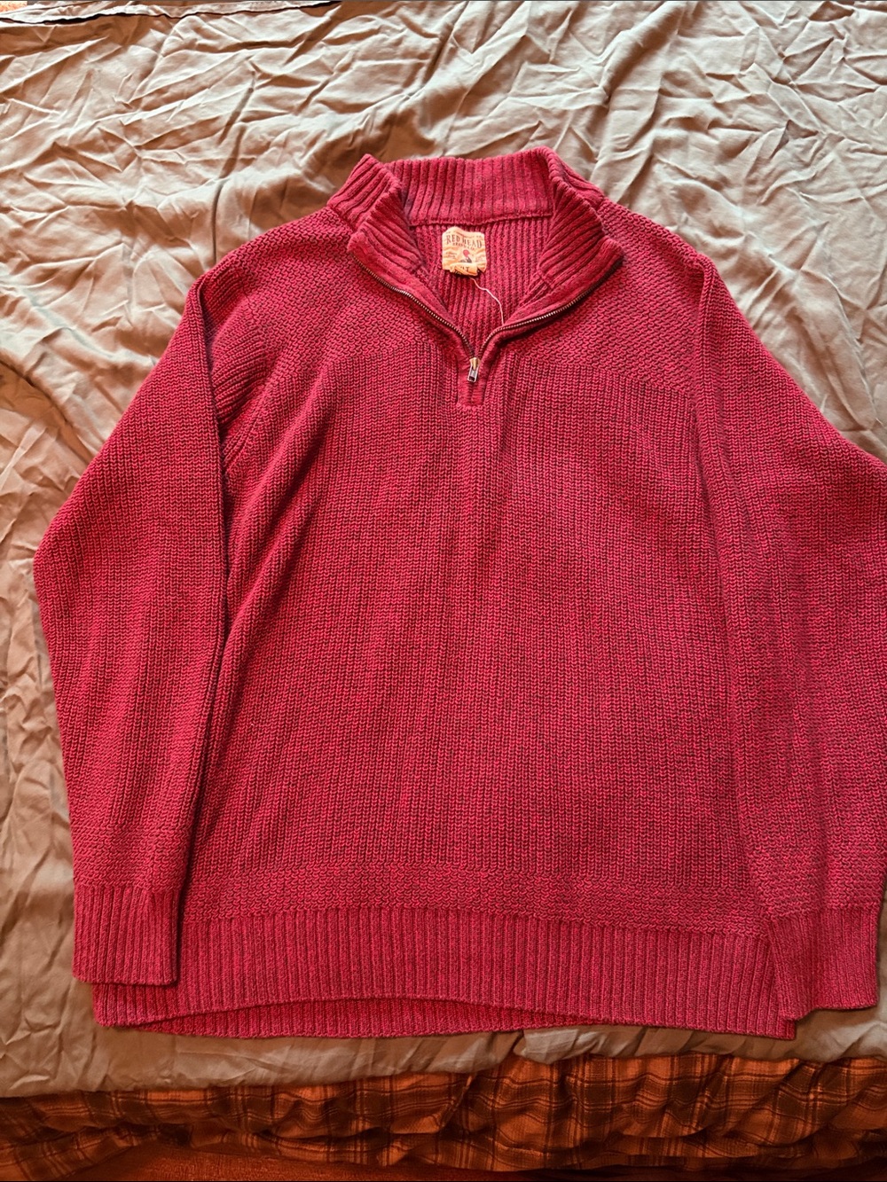 RedHead Men's Brick-Red Quarter-Zip Knit Pullover